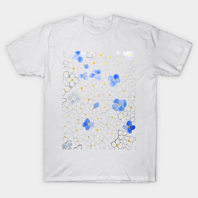 forget me not flower pattern line and watercolor T-Shirt by colorandcolor